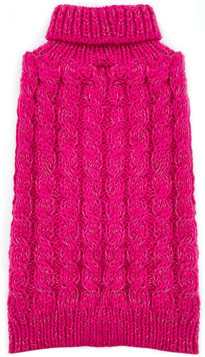 KYEESE Dog Sweaters Beige with Golden Thread Turtleneck Pet Sweater for Cold Weather Animals & Pet Supplies > Pet Supplies > Dog Supplies > Dog Apparel kyeese Rose Red Large (Pack of 1) 