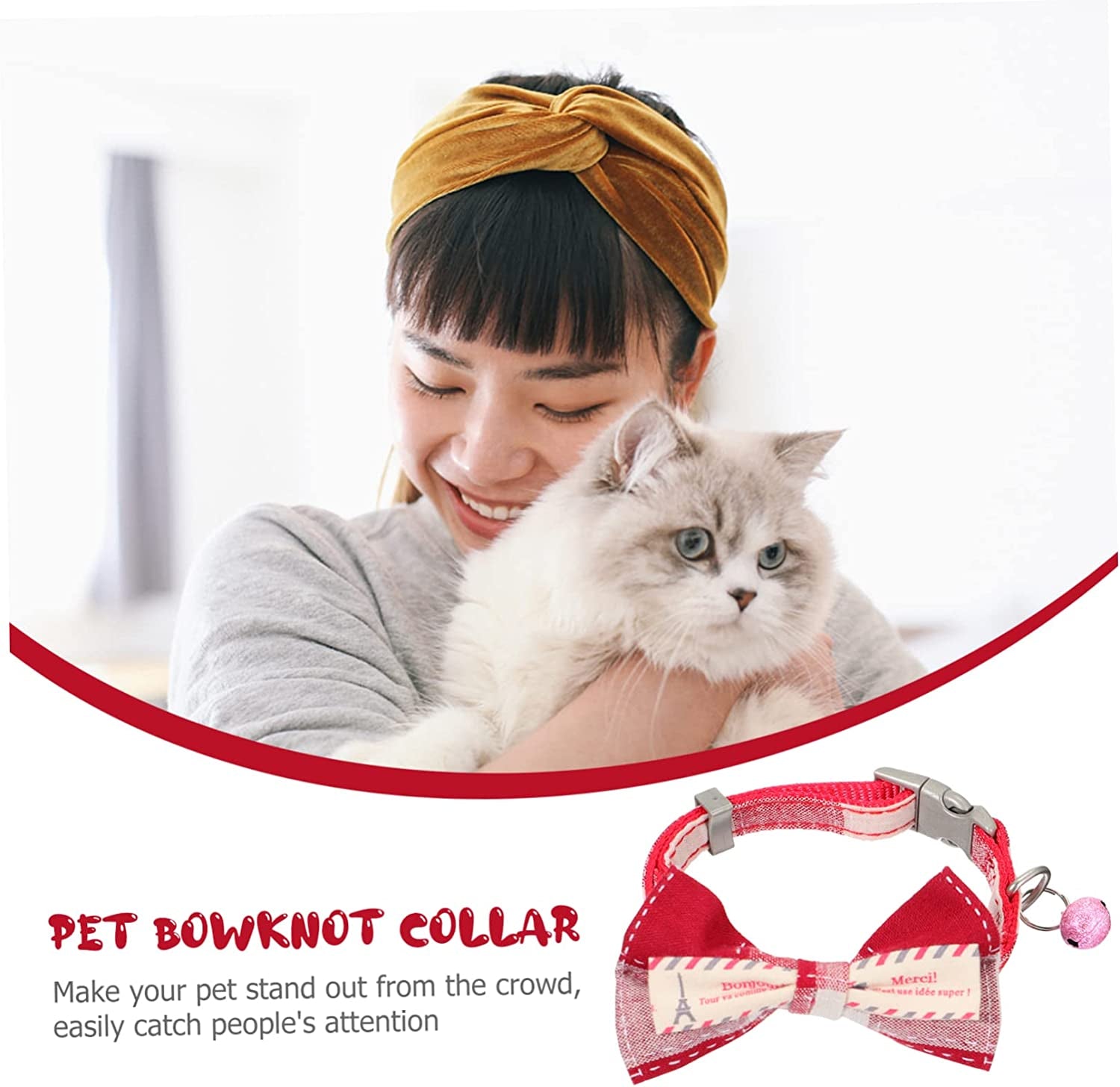 BCOATH Pet Bow Small Puppy Collar Small Cat Collar Adjustable Cat Collar Adjustable Pet Collar Bow Tie Dog Collars Delicate Kitten Collar Dog Collar Adjustable Pet Collar Red Necklace Animals & Pet Supplies > Pet Supplies > Dog Supplies > Dog Apparel BCOATH   