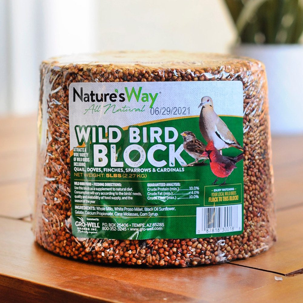 Nature'S Way All-Natural Wild Bird Food, for Quail, Doves, Sparrows and Finches, 5 Lbs. Block Animals & Pet Supplies > Pet Supplies > Bird Supplies > Bird Food GRO-WELL BRANDS INC   