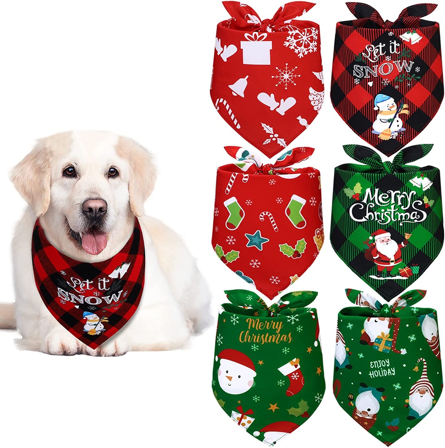 Pedgot 6 Pack Christmas Dog Bandanas Pet Triangle Scarf Xmas Dog Triangle Bandana Washable Christmas Dog Bib with Santa Claus Snowman Elk Pattern for Christmas Pet Costume Accessories Decoration Animals & Pet Supplies > Pet Supplies > Dog Supplies > Dog Apparel Pedgot   