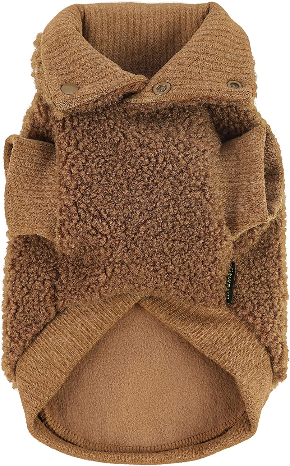 Fitwarm Vest Fuzzy Thick Sherpa Dog Coat Vest Turtleneck Sweater Puppy Winter Clothes Doggie Knitted Pet Cold Weather Clothes Doggy Pullover Jacket Cat Apparel Green Small Animals & Pet Supplies > Pet Supplies > Dog Supplies > Dog Apparel Fitwarm Brown L 