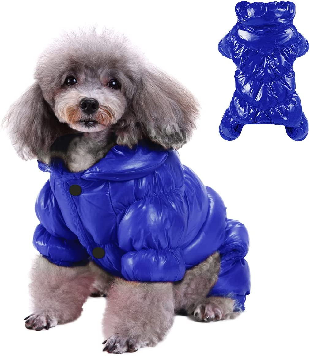 Dog Snowsuit for Small Dogs, Dog Winter Jacket Dog Winter Coat Windproof Dog Cold Weather Coats for Small Dogs Puppy Warm Fleece Lining Dog Coat Clothes Animals & Pet Supplies > Pet Supplies > Dog Supplies > Dog Apparel Mojonnie Blue M (4-6lbs) 