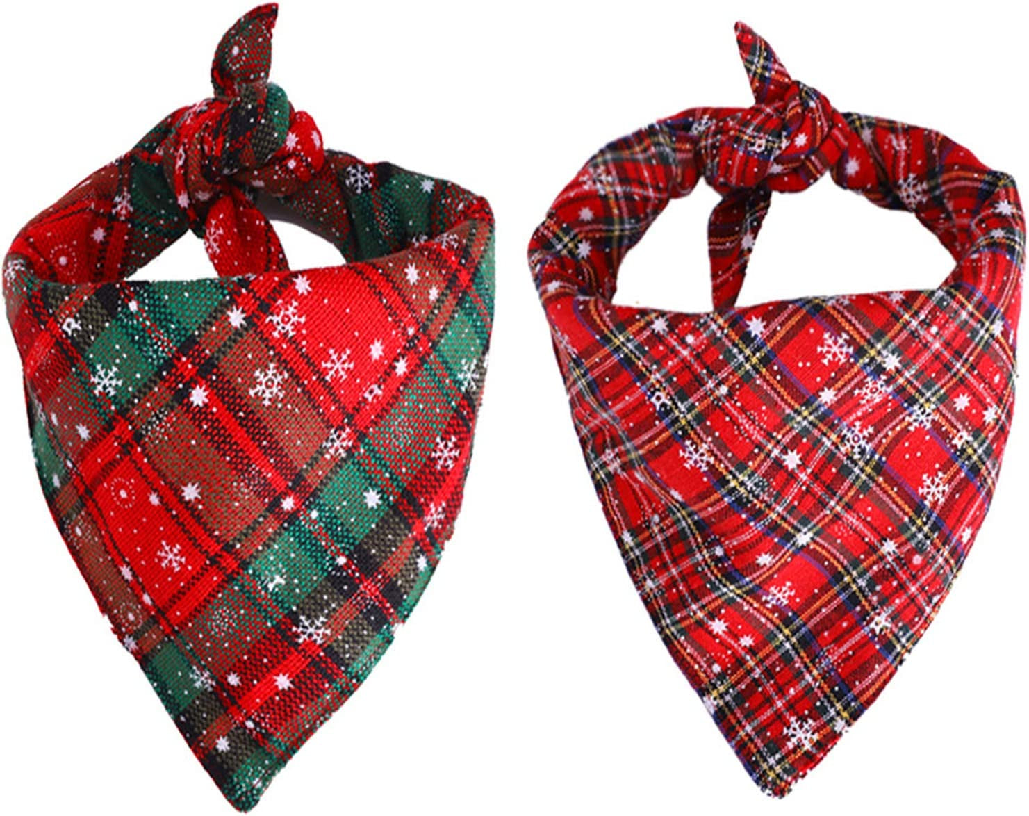 Yu-Xiang 2 Pack Red Green Stripe Dog Bandana Pet Neck Dress Scarf Bib Christmas Headwear Large Dogs Costumes Pets Lattice Bandan (L, Red+Green) Animals & Pet Supplies > Pet Supplies > Dog Supplies > Dog Apparel Yu-Xiang Snowflake L 