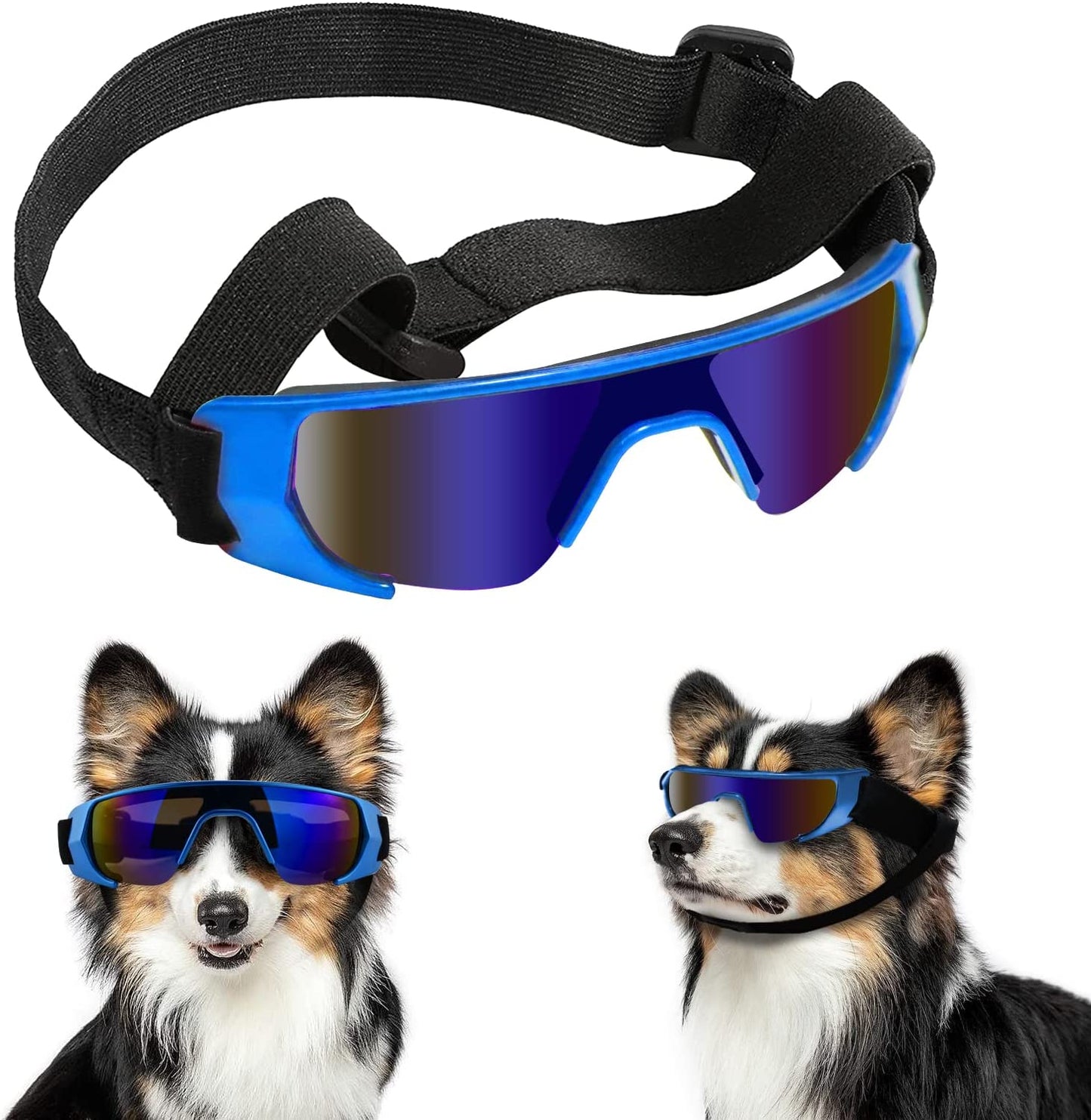 Franyyco Small Dog Sunglasses UV Protective Glasses with Adjustable Straps, UV400 Certified, High Density Foam Frame, Goggles Windproof Dustproof Anti-Fog Glasses Animals & Pet Supplies > Pet Supplies > Dog Supplies > Dog Apparel FranyyCo Blue  