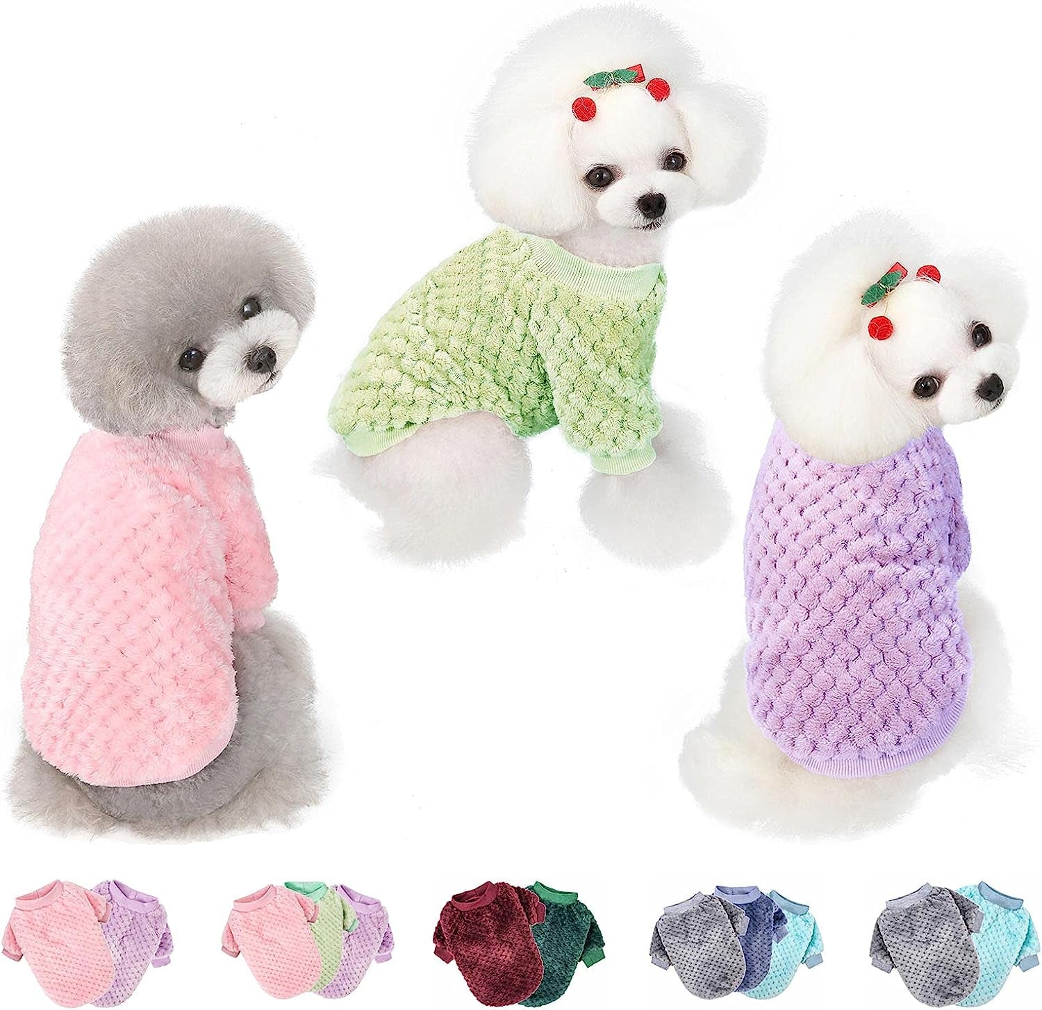 Dog Sweater, 3 Pack Dog Sweaters for Small Medium Dogs or Cat, Warm Soft Flannel Pet Clothes for Dogs Girl or Boy, Dog Shirt Coat Jacket (Small, Pink+Purple+Light Green) Animals & Pet Supplies > Pet Supplies > Dog Supplies > Dog Apparel POMIU Pink+Purple+Light Green Medium 