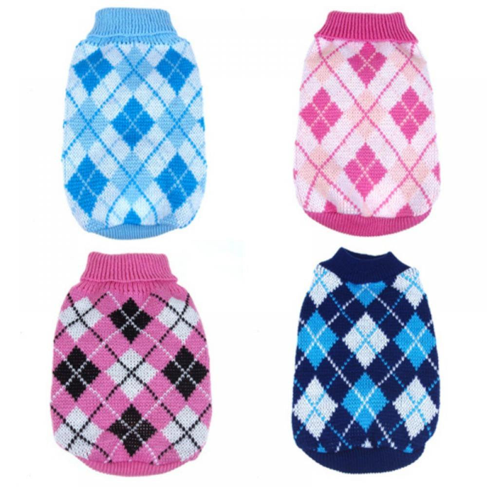 Stibadium Dog Sweater Dog Knit Sweater Plaid Dog Christmas Sweater Pet Sweatshirt with Harness Hole Winter Warm Dog Apparel Coat for Small Medium Dogs Animals & Pet Supplies > Pet Supplies > Dog Supplies > Dog Apparel Kernelly   