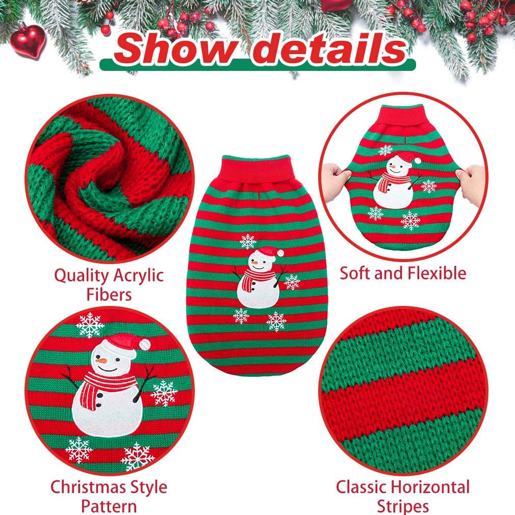 Dog Christmas Sweater - Snow Man Stripes Xmas Dog Holiday Sweaters Soft Knit to Keep Warm in Winter Ugly Sweaters Jumpsuits for Small Medium Large Dogs Cats, Medium Animals & Pet Supplies > Pet Supplies > Dog Supplies > Dog Apparel KOOLTAIL   