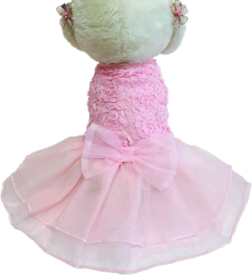 Wolyepor Puppy Cotton Dog Princess Dress Doggy Costume Tutu Apparel Dog Skirt (Small, Pink) Animals & Pet Supplies > Pet Supplies > Dog Supplies > Dog Apparel Wolyepor Fiower Pink Medium 