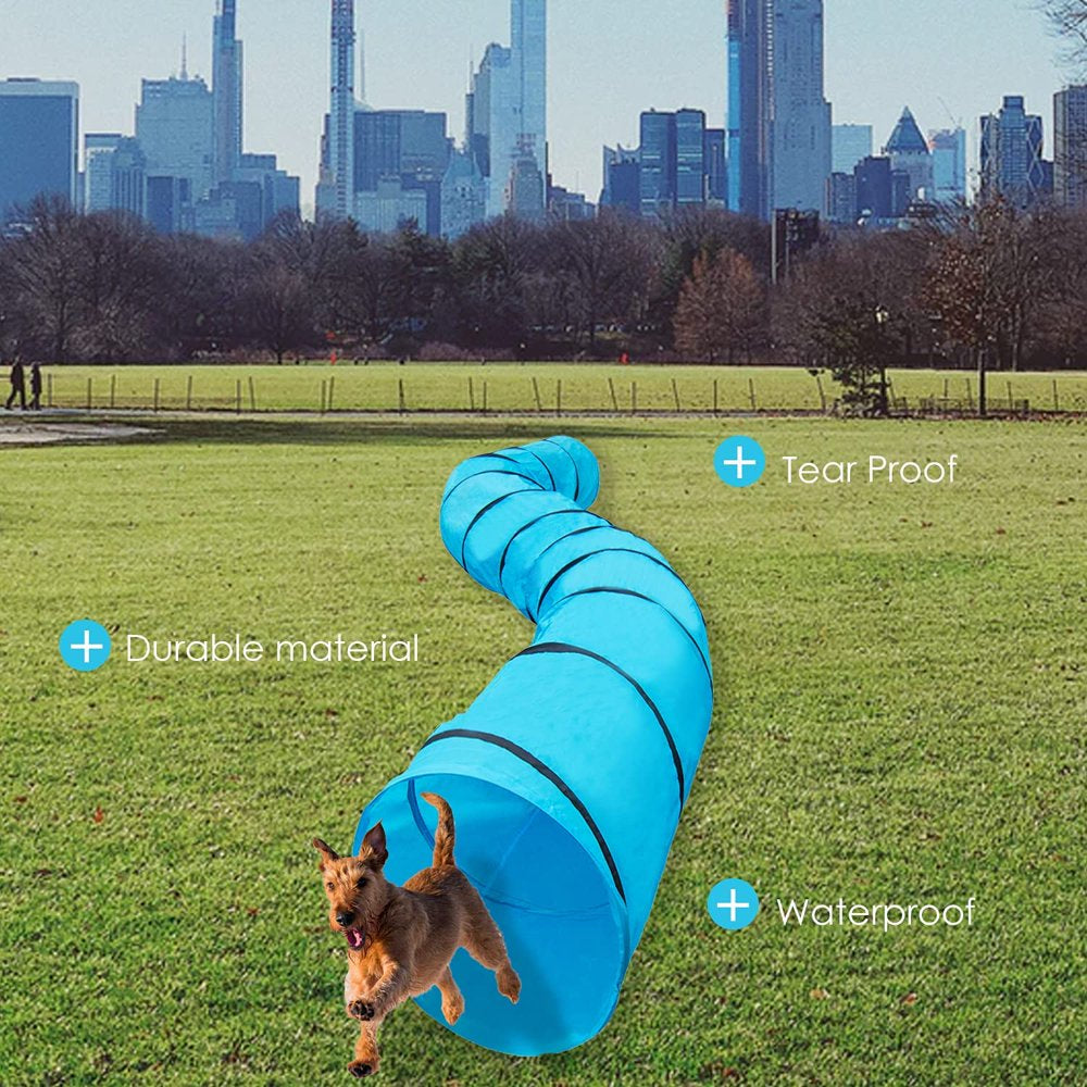 Houseables Dog Agility Training Tunnel, 18 Ft Long, 24" Open, Blue, 1 Pk, Polyester, Play Tunnels for Training Small & Medium Dogs, Park Playground Toy, Large Obstacle Course, Pets, W/ Carrying Case Animals & Pet Supplies > Pet Supplies > Dog Supplies > Dog Toys Houseables   