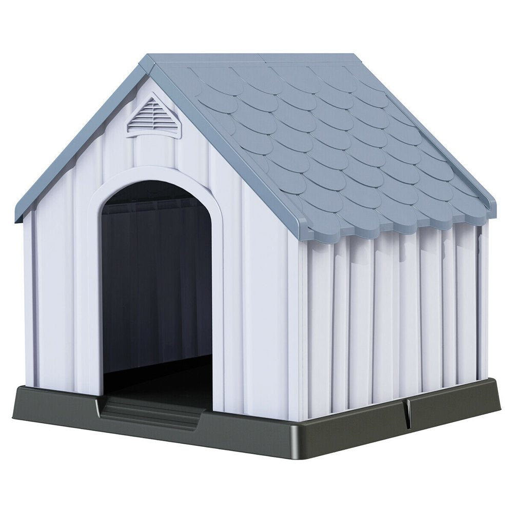 Gymax Plastic Dog House Medium-Sized Pet Puppy Shelter Waterproof Ventilate Grey Animals & Pet Supplies > Pet Supplies > Dog Supplies > Dog Houses Gymax   