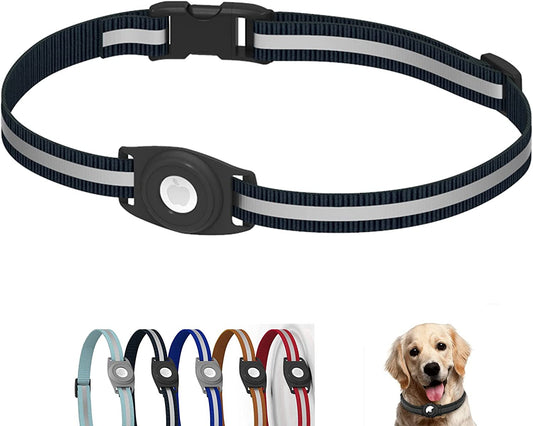HPHRE Airtag Dog Collar Holder Compatible with Apple Airtags, 1.5 Inch Width Adjustable Nylon Pet Waterproof Silicone Protective Case for Small Medium Large Extra Dogs -Black, Black Electronics > GPS Accessories > GPS Cases HPHRE L-Black  