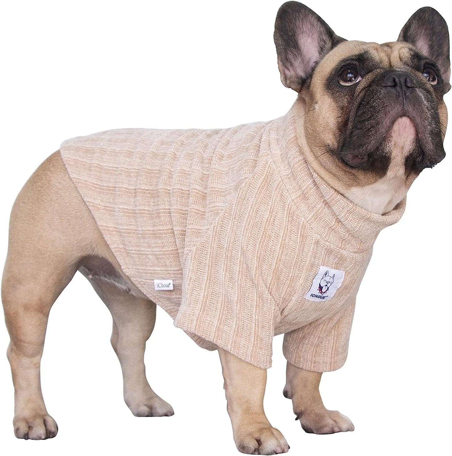 Ichoue Pet Dog Winter Warm Sweater Clothes Turtleneck for French Bulldog Frenchie Shiba Inu Corduroy Cold Weather Pullover Coat Shirt - Blue/Medium Animals & Pet Supplies > Pet Supplies > Dog Supplies > Dog Apparel iChoue Beige XX-Large (Pack of 1) 