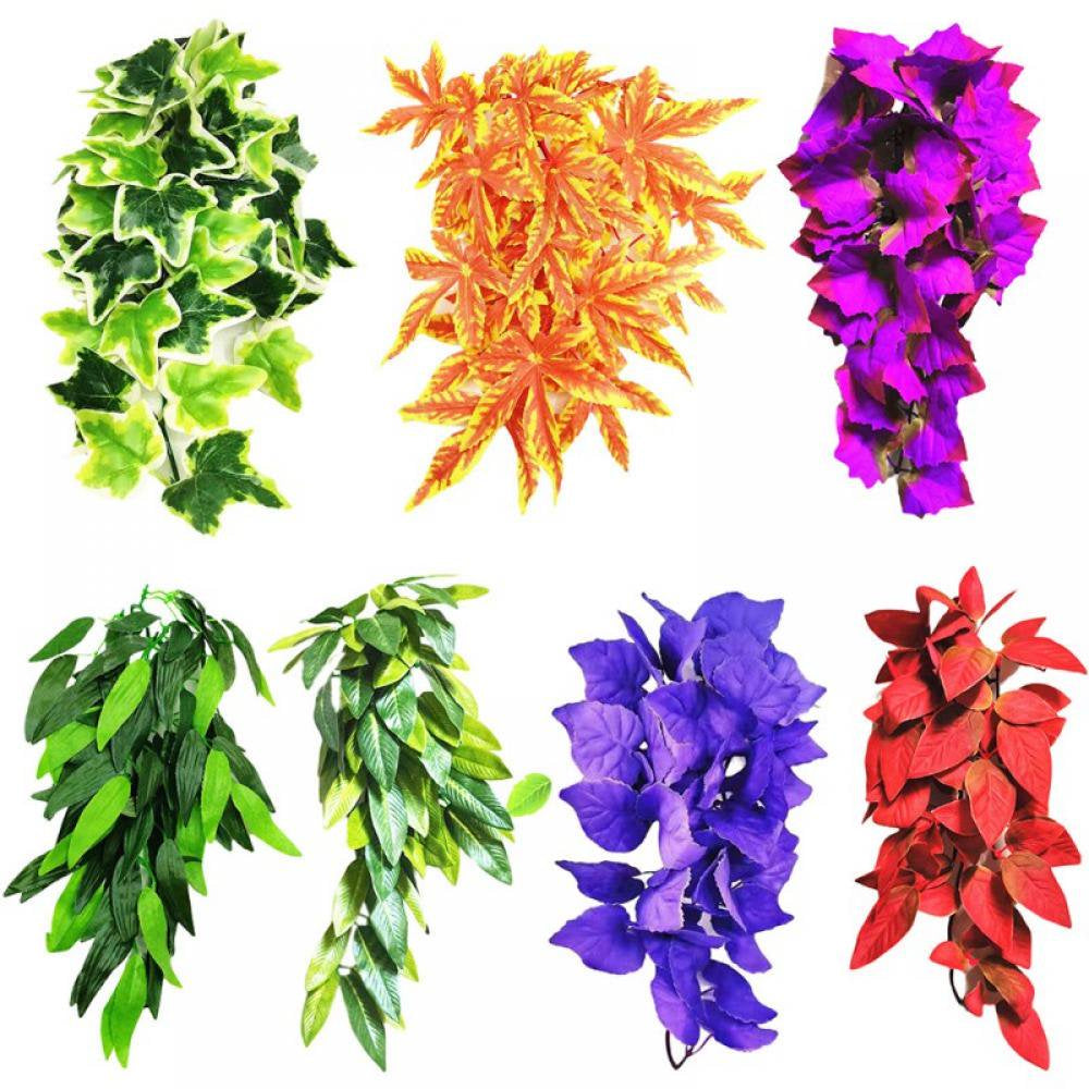 Artificial Reptile Plants Two-Color Starry Rattan Amphibian Hanging Plants Decorations for Hermit Crab Lizards Geckos Snake