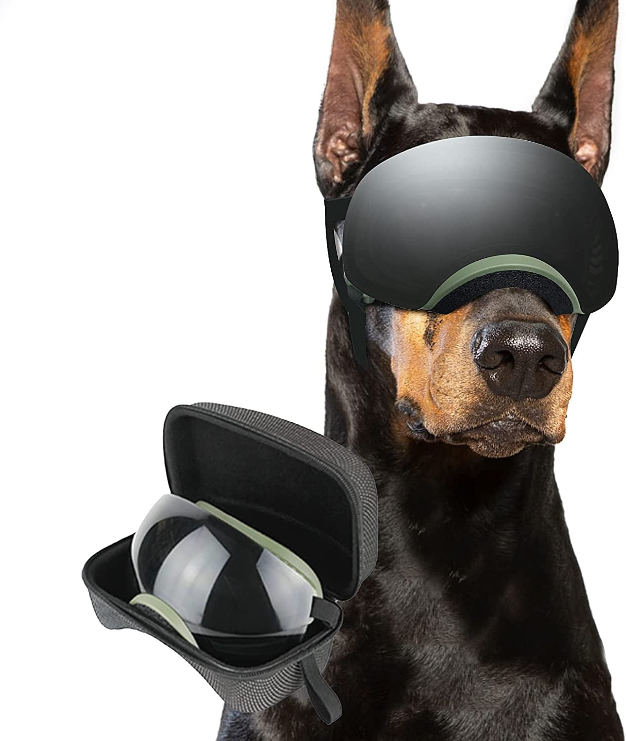 PETLESO Dog Goggles Large Breed, Dog Sunglasses Large Breed UV Protection Large Dog Goggles with Detachable Lens, Green Frame Black Lens Animals & Pet Supplies > Pet Supplies > Dog Supplies > Dog Apparel PETLESO Green frame+ black lens  