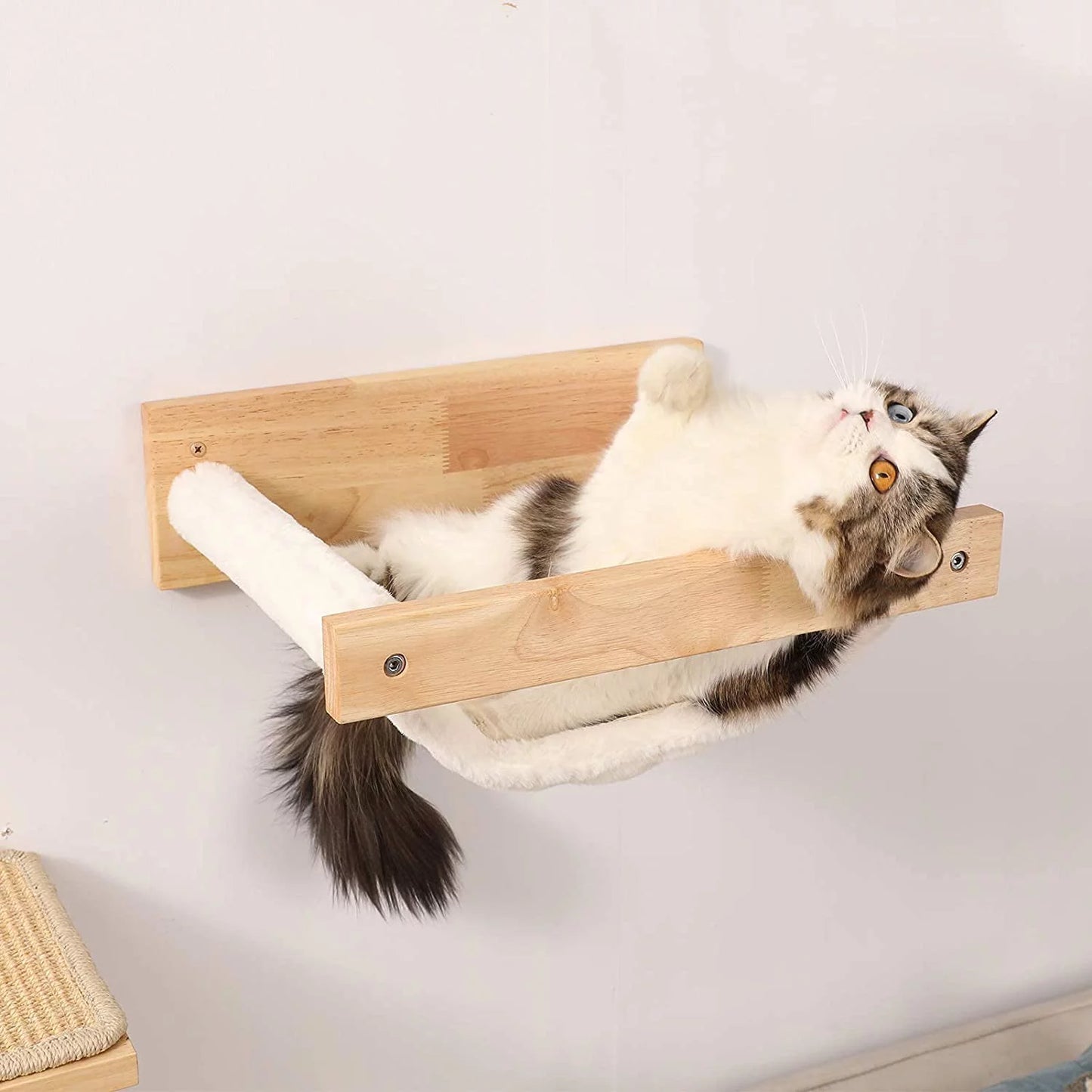 SHICHENG Cat Hammock Wall Mounted Cats Shelf - Modern Beds and Perches - Premium Kitty Furniture for Sleeping, Playing, Climbing, and Lounging - Holds up to 40 Lbs，White Animals & Pet Supplies > Pet Supplies > Cat Supplies > Cat Furniture SHICHENG   