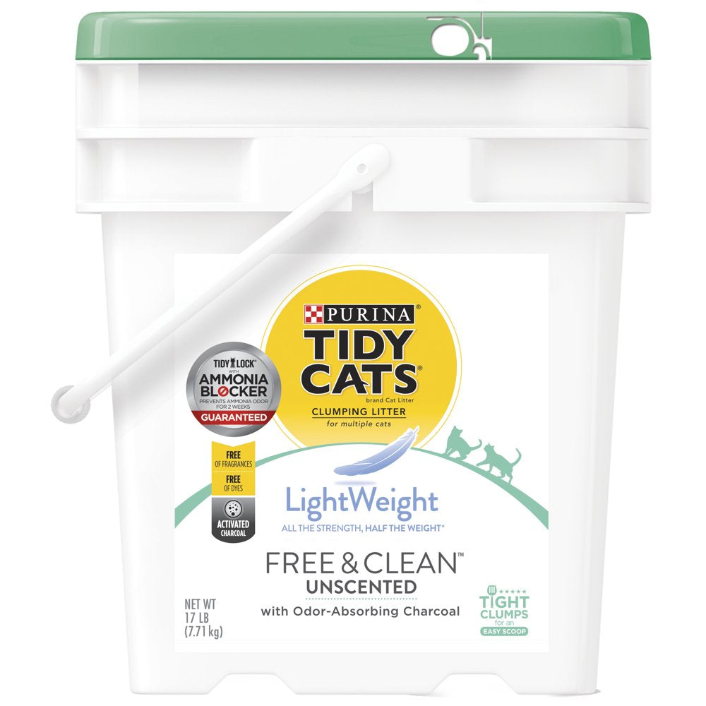 Purina Tidy Cats Low Dust, Clumping Cat Litter, Lightweight Free & Clean Unscented, Multi Cat Litter, 17 Lb. Pail Animals & Pet Supplies > Pet Supplies > Cat Supplies > Cat Litter Nestlé Purina PetCare Company 17 lbs  