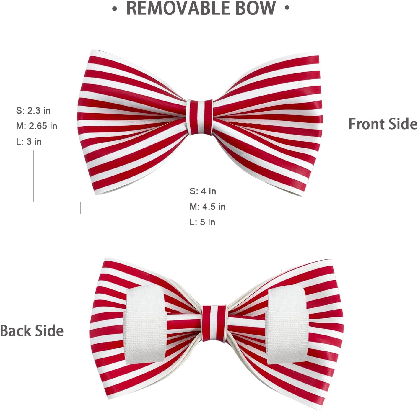 Wondrella Red Striped Printed Leather Dog Collar-Adorable Girl and Boy Dog Collar, Adjustable Bowtie Dog Collars with Metal Buckle for Medium Dogs Animals & Pet Supplies > Pet Supplies > Dog Supplies > Dog Apparel Wondrella   