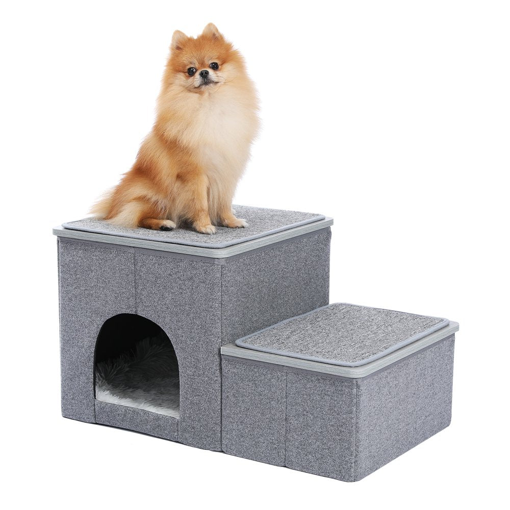 Multi-Functional Foldable Pet Stairs 2 Steps for Dogs Puppies, Dog Stairs ，Grey Animals & Pet Supplies > Pet Supplies > Fish Supplies > Aquarium Lighting Totatuit Gray  