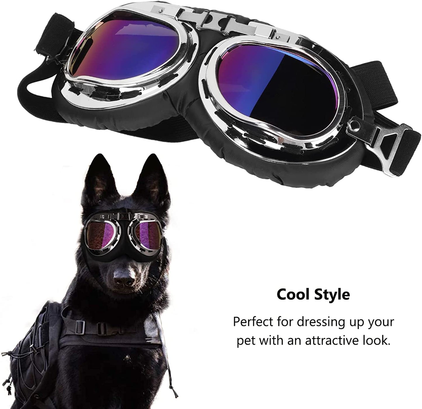 Dog Goggles Dog Eye Protection Sunglasses Adjustable Elastic Straps Pet Glasses with Folding Frame and Elastic Strap for Medium Large Dog(Five Colors) Animals & Pet Supplies > Pet Supplies > Dog Supplies > Dog Apparel Hyuduo   