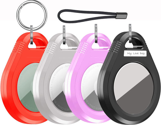 Airtag Case(4 Pack)+Keychain for Apple Airtag Multicolor, Airtags ，Key Ring Accessories with Keychain Holder Cover, Design for Dog Pet Collar Holder Amasing