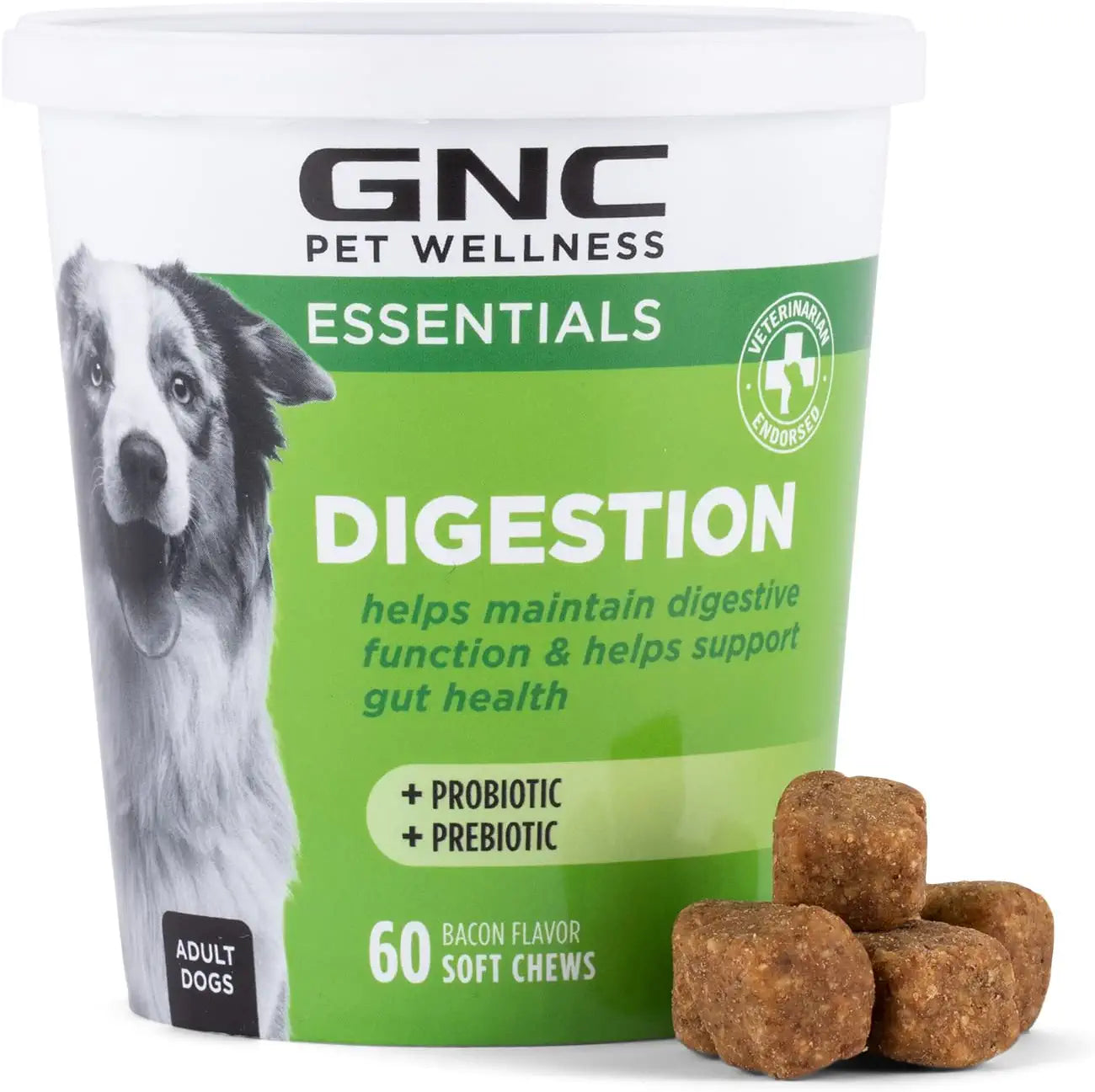 GNC for Pets Essentials Calming Soft Chew Dog Supplements | 60 Ct Chicken Flavor Dog Soft Chew Supplements for Calming and Relaxation | Adult Dog Calming Chews for Anxiety, White