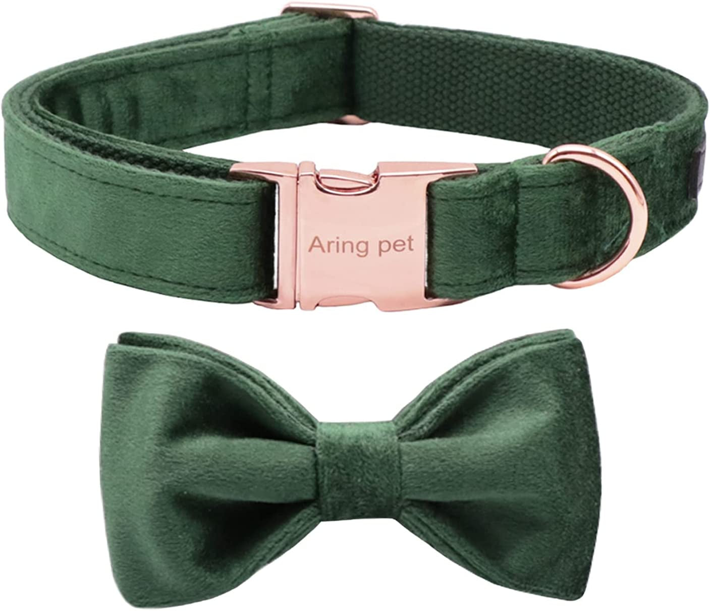 ARING PET Dog Collars with Bowtie-Velvet Dog Bow Tie Collar, Adjustable Dark Green Dog Collar Animals & Pet Supplies > Pet Supplies > Dog Supplies > Dog Apparel ARING PET Dark green S 