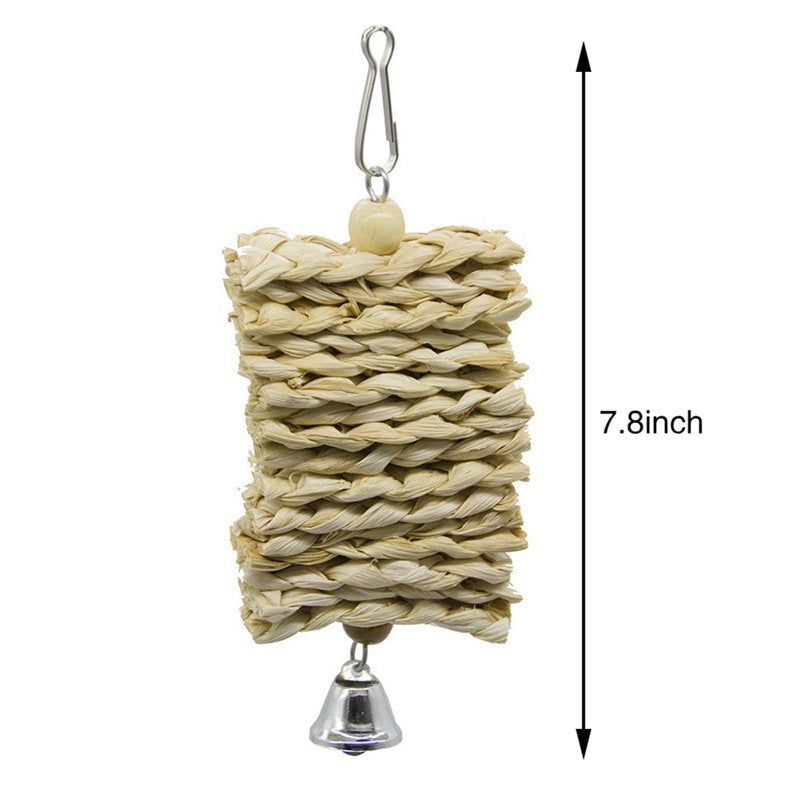 Parrot Hanging Toy Chewing Bite Rattan Balls Grass Swing Bell Bird Parakeet Cage Accessories Animals & Pet Supplies > Pet Supplies > Bird Supplies > Bird Cage Accessories Ardorlove   