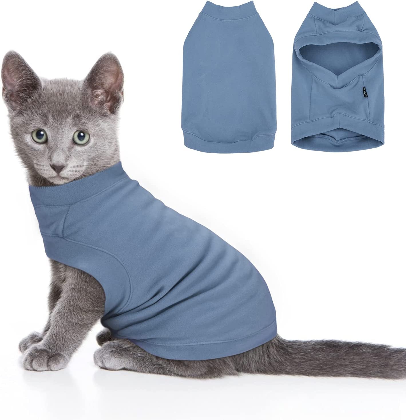 Soft Fleece Dog Sweatshirt - Warm Dog Sweaters for Small Medium Dogs Cats Cold Weather - Cat Sweater Pullover Stretchy Hoodie Easy on - Comfortable Dog Winter Clothes Pet Sweaters Vest for Doggie Animals & Pet Supplies > Pet Supplies > Dog Supplies > Dog Apparel Dociote Grey-blue S 