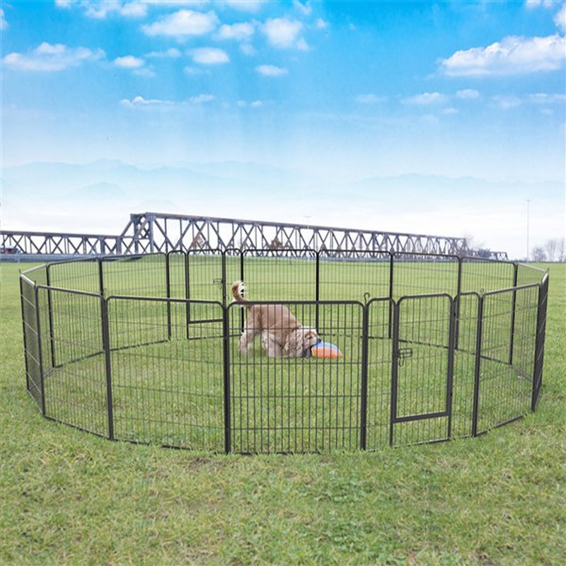 Smilemart 16 Panel Dog Pen Playpen Metal Pet Exercise Barrier for Indoor Outdoor, Black Animals & Pet Supplies > Pet Supplies > Dog Supplies > Dog Kennels & Runs SmileMart   