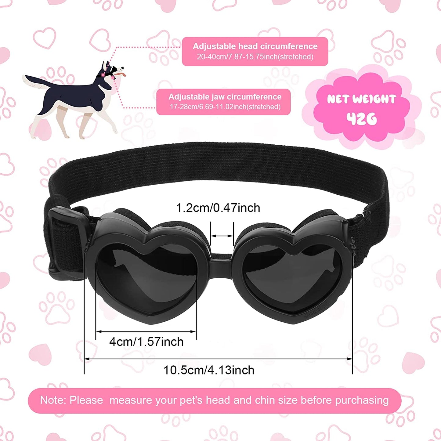 Nezyo Dog Goggles Heart Shape Dog Sunglasses Puppy UV Protection Goggles Small Breed Doggie Windproof Glasses with Adjustable Strap Medium Pets 3 Pairs (Black, Blue, Pink) Animals & Pet Supplies > Pet Supplies > Dog Supplies > Dog Apparel Nezyo   