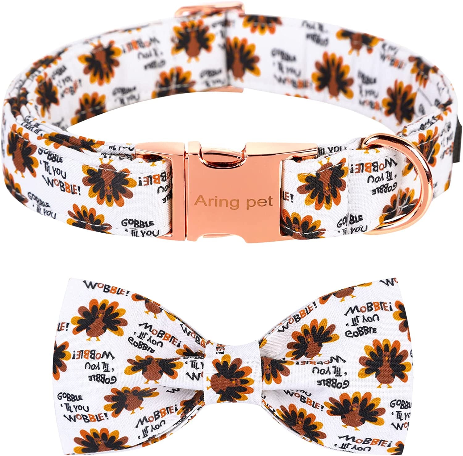 ARING PET Dog Collar with Detachable Bow, Adorable Bowtie Dog Collars, Adjustable & Comfortable Soft Collar Gift for Small Medium Large and Boy Girl Dogs. Animals & Pet Supplies > Pet Supplies > Dog Supplies > Dog Apparel ARING PET Turkey XL 