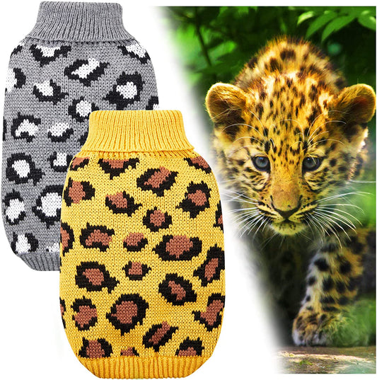 Dog Sweater Leopard Pattern 2 Pieces Dog Turtleneck Sweaters Knitwear Warm Pet Sweater Cheetah Dog Shirt Leopard Dog Sweater Puppy Outfits for Small Dogs Pet and Cat (Medium) Animals & Pet Supplies > Pet Supplies > Dog Supplies > Dog Apparel Frienda Large  