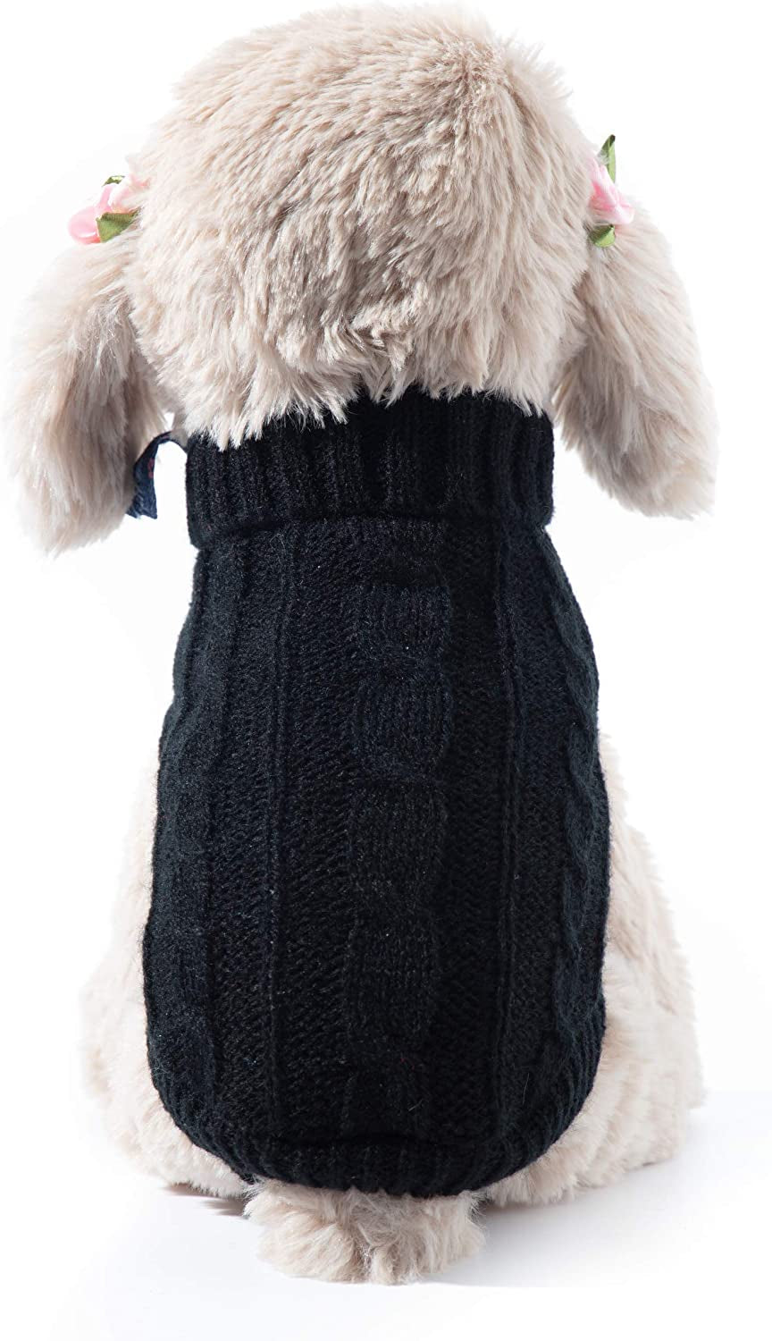 Small Dog and Cat Classic Sweater Knitwear Knitted Sweater Clothes (8", White) Animals & Pet Supplies > Pet Supplies > Dog Supplies > Dog Apparel EmmaWu Black Back Length 16" 