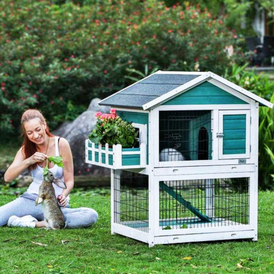 Garden Window Wooden Rabbit Hutch Bunny Cage Guinea Pig House Ferret Chinchilla Small Animal Habitat Animals & Pet Supplies > Pet Supplies > Small Animal Supplies > Small Animal Habitats & Cages Seny   