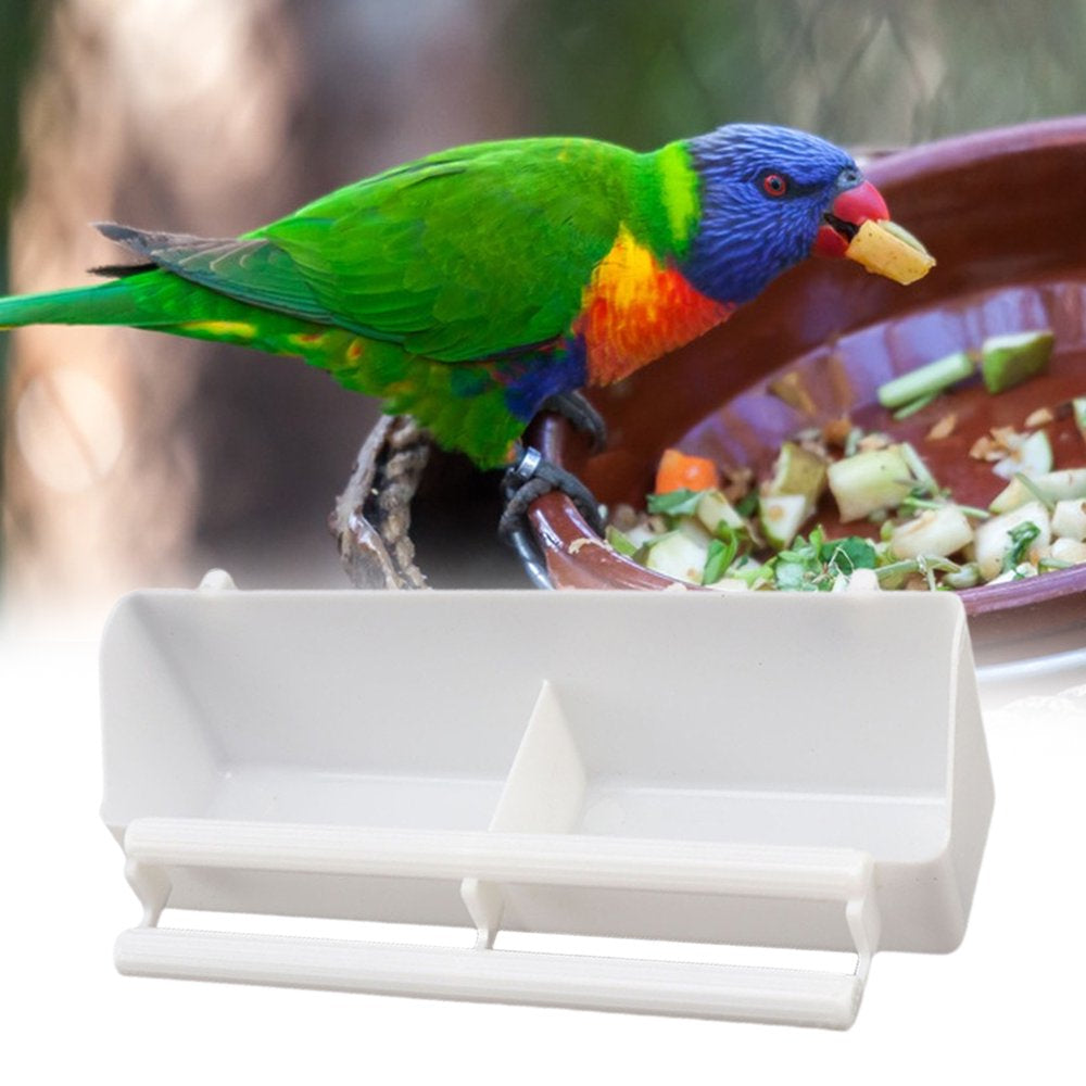 Lohuatrd Parrot Feeder with Perch Stick 2 Compartments Leak-Proof Feeding Dish Bite Resistant Cage Accessories Plastic Bird Trough Pet Water Food Dispenser Bird Supplies Animals & Pet Supplies > Pet Supplies > Bird Supplies > Bird Cage Accessories Lohuatrd   