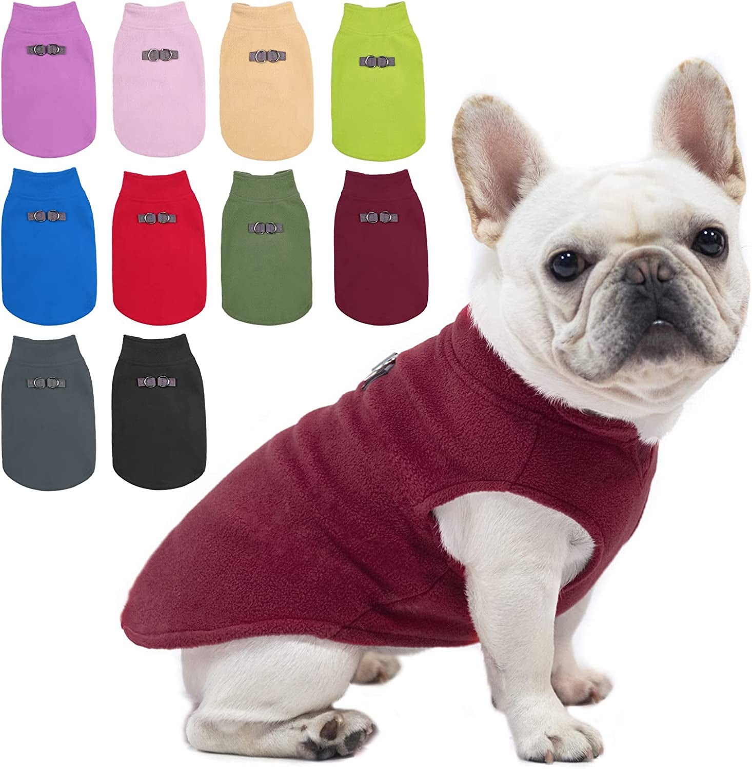 BEAUTYZOO Dog Fleece Vest Sweater Winter Jacket for Small and Medium Dogs with D-Ring Leash Cold Weather Coat Hoodie for XS S M Dogs Boy or Girls Animals & Pet Supplies > Pet Supplies > Dog Supplies > Dog Apparel BEAUTYZOO WINE RED X-Small 