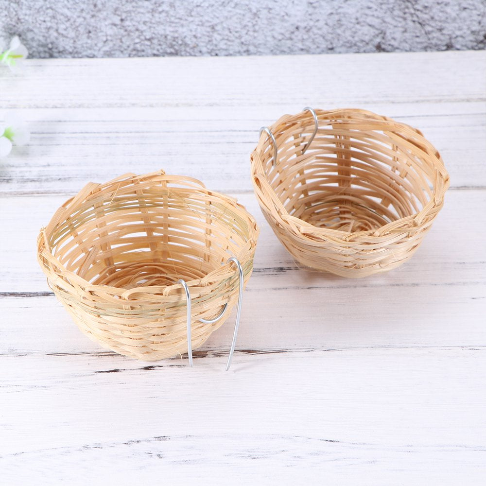 Etereauty Bird Nest Cage House Parakeet Birds Cages Finch Parakeets Canary Accessories Nests Bamboo Artificial Cockatiel Hanging Animals & Pet Supplies > Pet Supplies > Bird Supplies > Bird Cage Accessories ETEREAUTY   