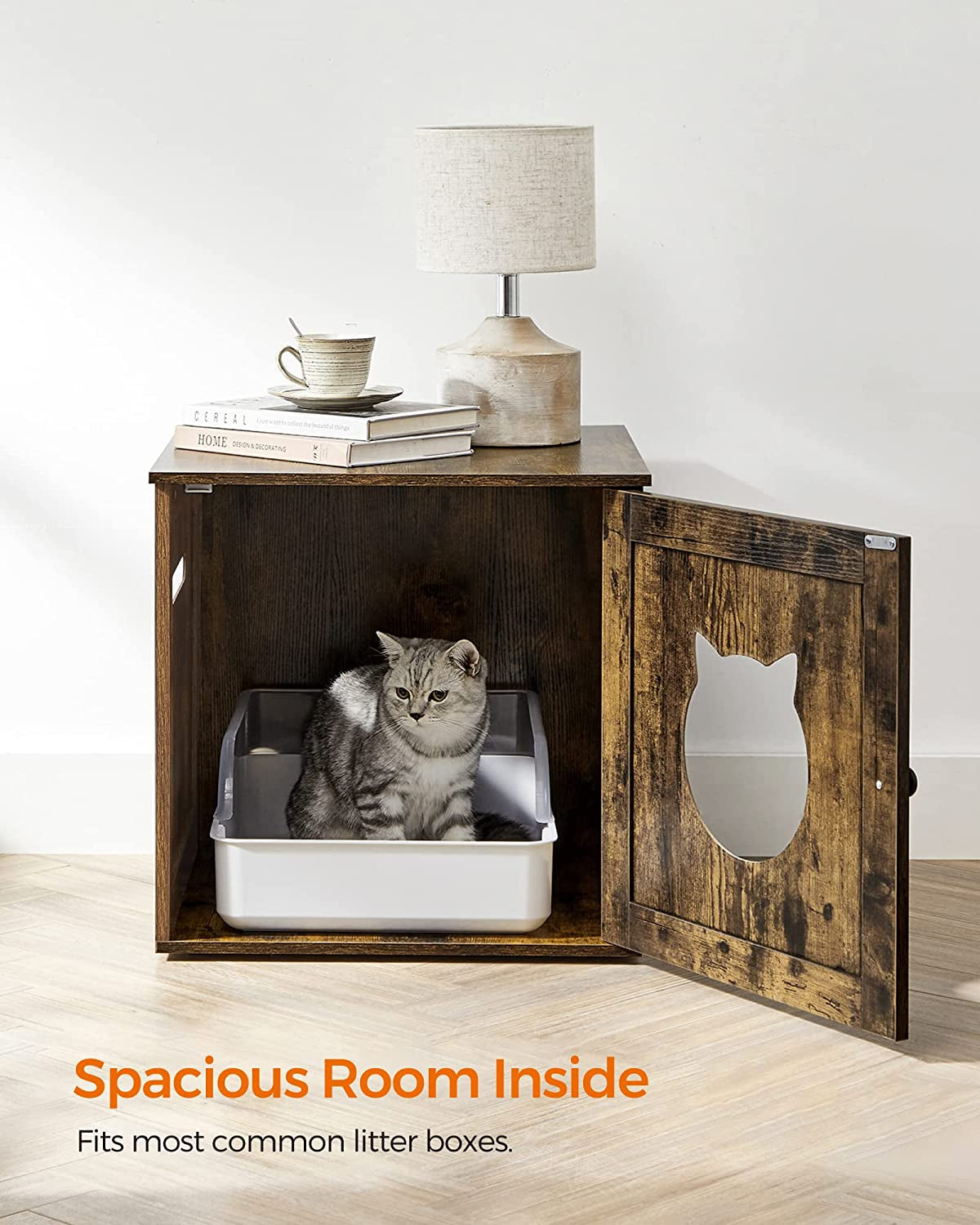 FEANDREA Cat Litter Box Furniture, Rustic Brown Animals & Pet Supplies > Pet Supplies > Cat Supplies > Cat Furniture FEANDREA   