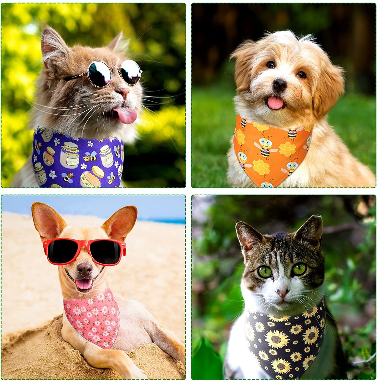 20 Pieces Summer Spring Dog Bandanas Bulk, Hawaii Floral Dog Bandana Soft Triangle Doggy Kerchief Scarf Bibs with Flowers Patterns for Small Medium Large Pets (Flowers, Bees, Large) Animals & Pet Supplies > Pet Supplies > Dog Supplies > Dog Apparel Weewooday   