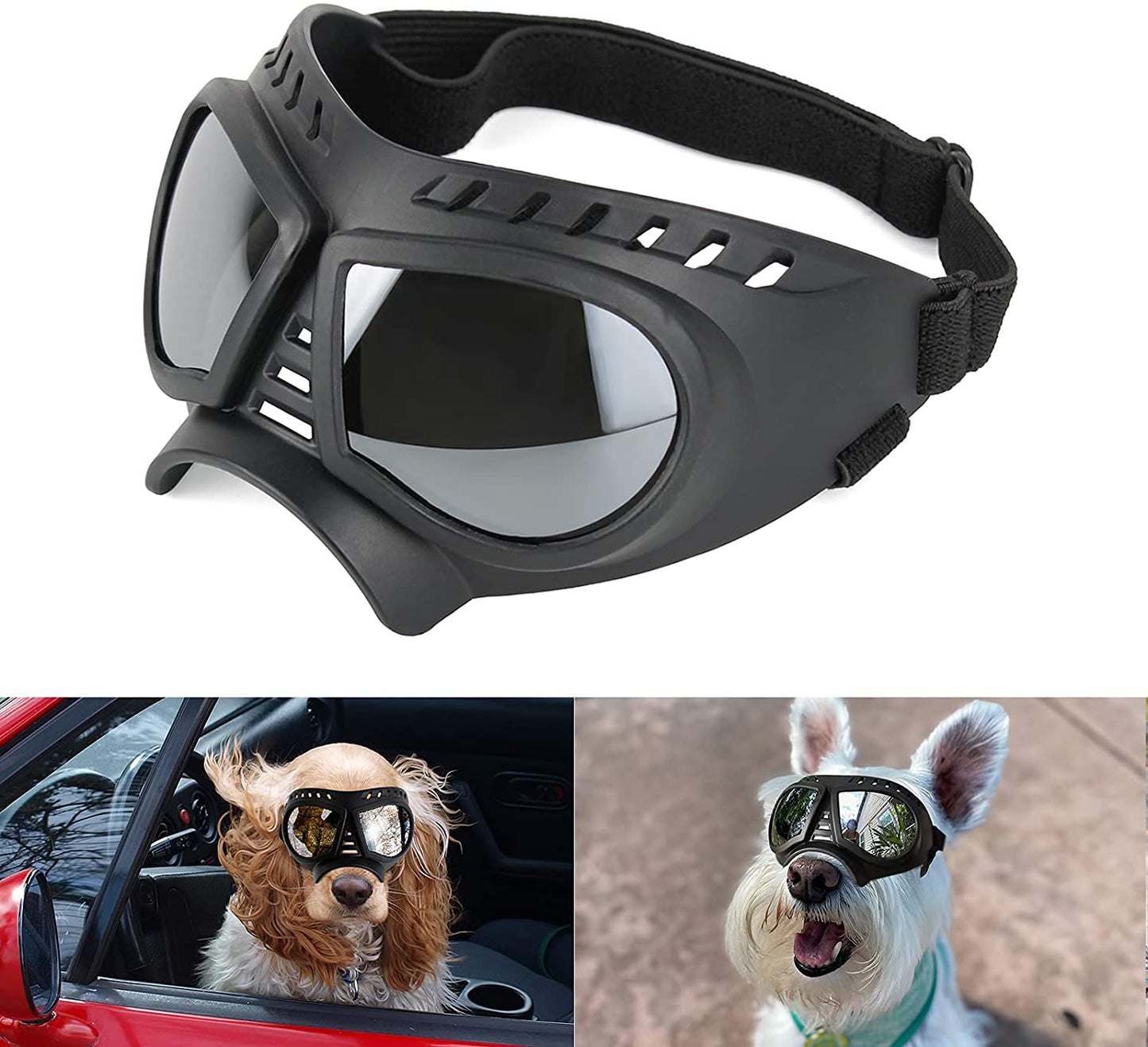 Namsan Dog Goggles Small Breed Anti-Uv Doggy Sunglasses for Small-Medium Dogs Windproof Anti-Dust Antifog Soft Pet Dog Glasses for Long Snout Dogs Eyes Protection, Blue Lens Animals & Pet Supplies > Pet Supplies > Dog Supplies > Dog Apparel Namsan (Small)Silver Lens  