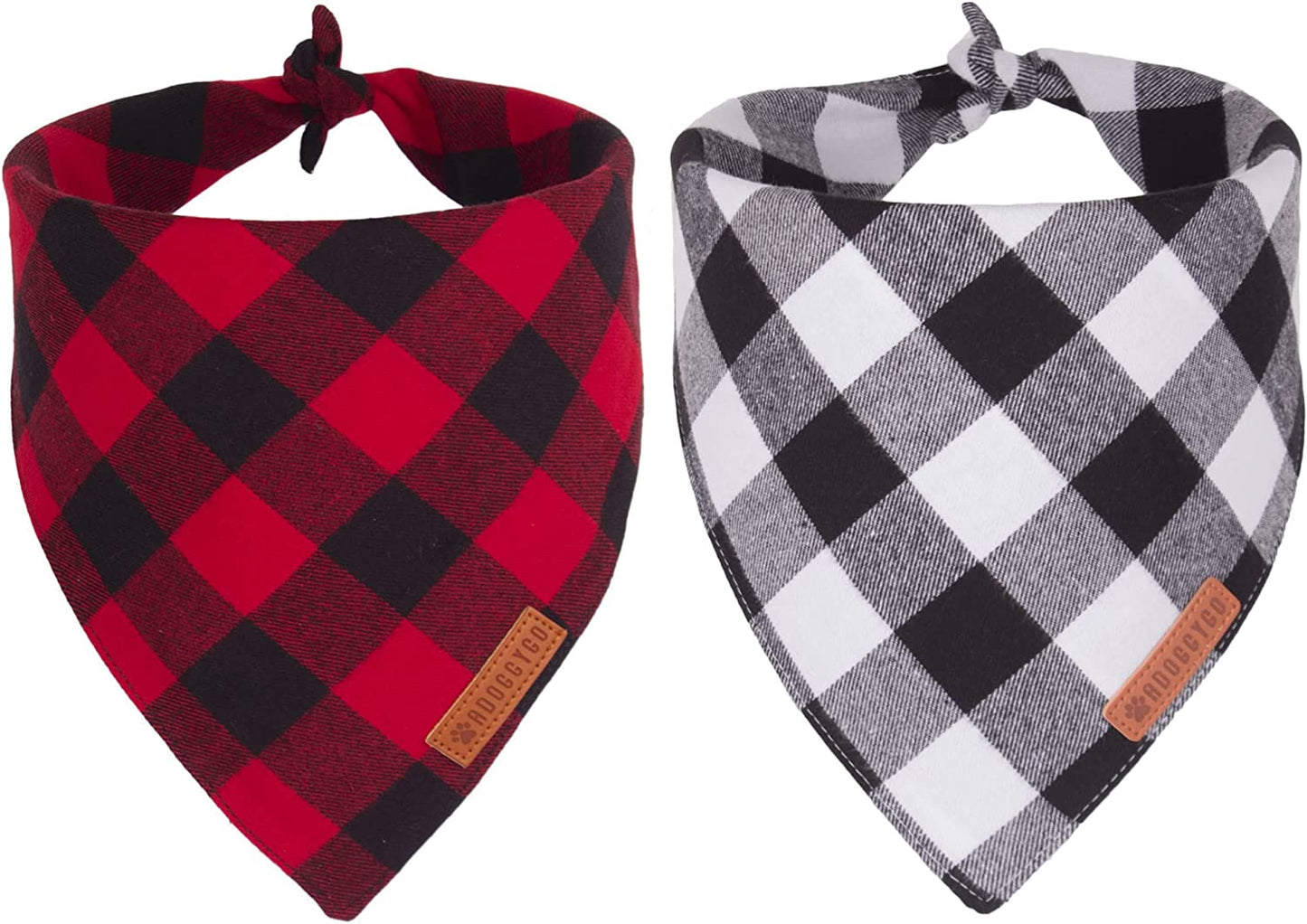 Adoggygo Christmas Dog Bandanas 2 Pack, Premium Cotton Fabric, Multiple Sizes Offered, Red Green Plaid Bandanas for Medium Large Dogs (Large, Xmas) Animals & Pet Supplies > Pet Supplies > Dog Supplies > Dog Apparel ADOGGYGO Red & White Small 