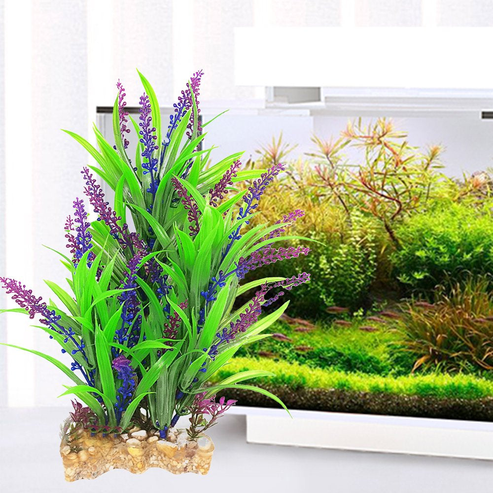 Shulemin Fake Aquatics Plants Realistic Fish Hideaway Anti-Fade Artificial Water Weeds Fish Tank Ornaments for Fish Tank Decor,Purple Green Animals & Pet Supplies > Pet Supplies > Fish Supplies > Aquarium Decor Shulemin   