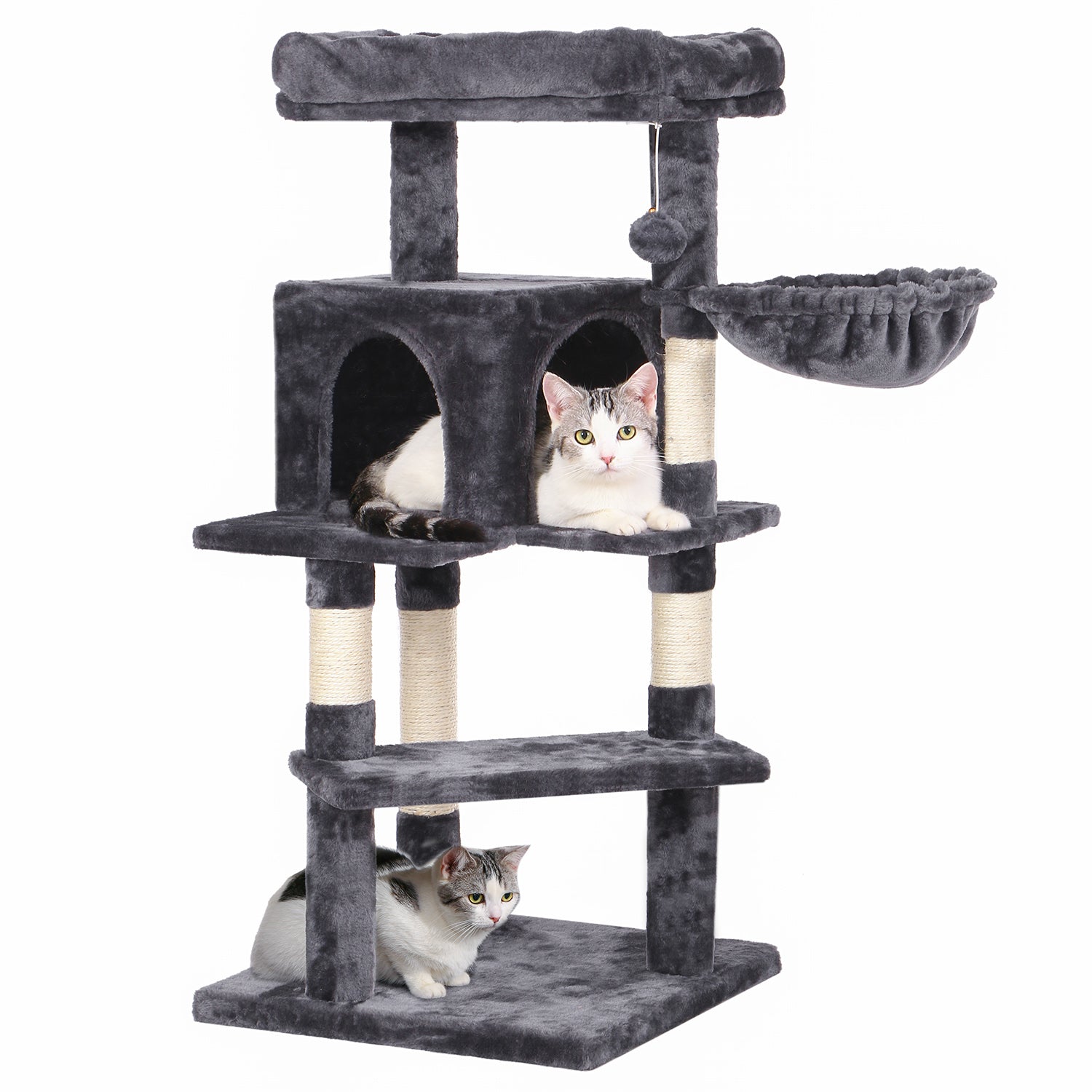 BEWISHOME Cat Tree Tower with Top Plush Perch Multi-Level Cat Condo Sisal Scratching Posts, Cat Play House Activity Center Cat Furniture MMJ12L Animals & Pet Supplies > Pet Supplies > Cat Supplies > Cat Furniture BEWISHOME Smoky Gray  