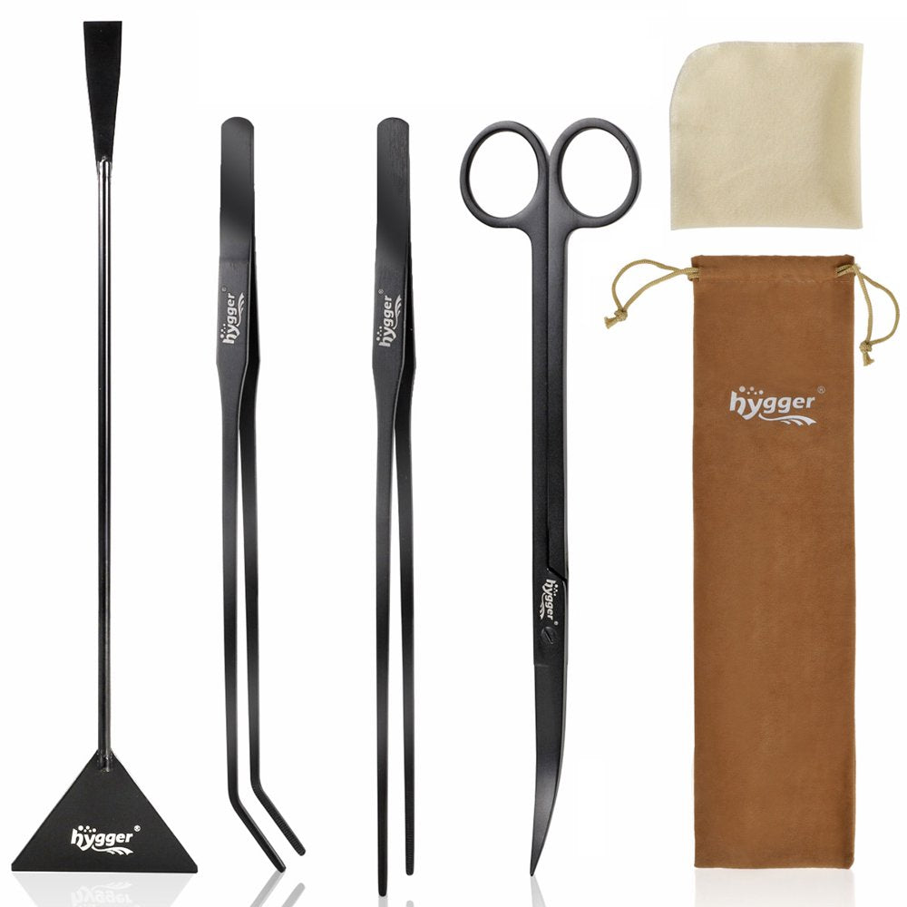 Hygger Aquarium Aquascape Tools - 4 in 1 Black Stainless Steel Aquatic Plant Tweezers Scissors Spatula Bonsai Set Algae Scrapers Cleaning Kits for Fish Tank Starters Kit Animals & Pet Supplies > Pet Supplies > Fish Supplies > Aquarium Cleaning Supplies hygger   