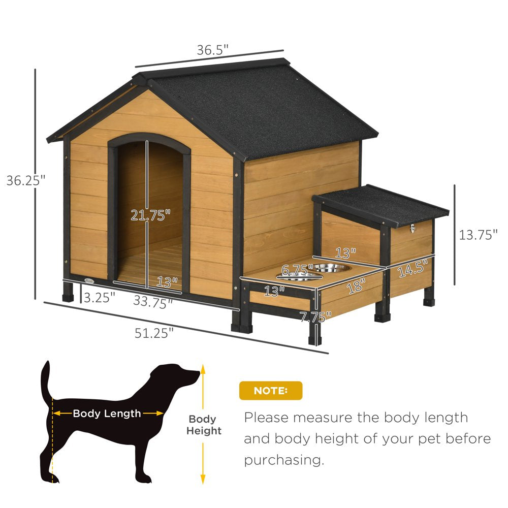 Pawhut Wooden Outdoor Dog House for Small and Medium Size Dogs up to 66 Lbs., Natural Animals & Pet Supplies > Pet Supplies > Dog Supplies > Dog Houses Aosom LLC   