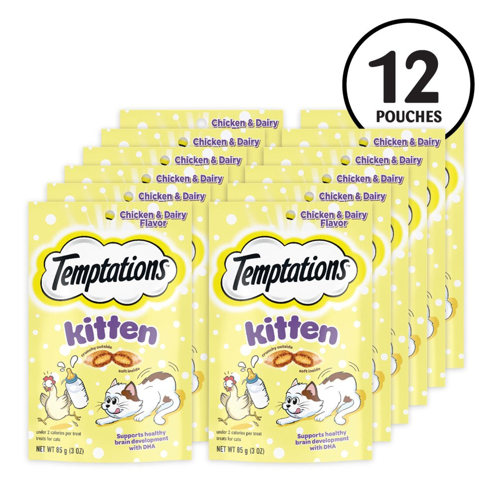 TEMPTATIONS Chicken and Dairy Flavor Crunchy and Soft Kitten Treats, 3 Oz. Animals & Pet Supplies > Pet Supplies > Cat Supplies > Cat Treats Mars Petcare   