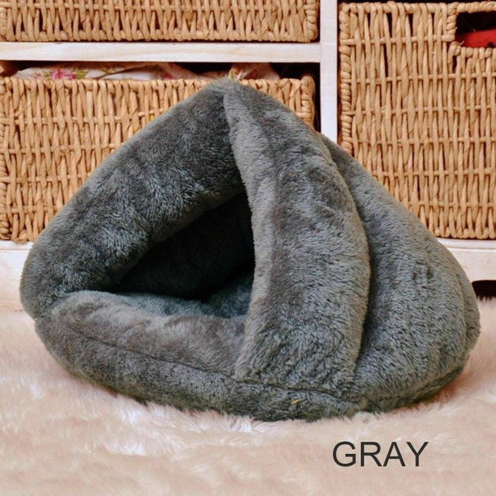 Cathery Pet Cat Dog Nest Bed Puppy Soft Plush Cotton Warm Cave House Sleeping Bag Mat Animals & Pet Supplies > Pet Supplies > Cat Supplies > Cat Beds Cathery Gray L 