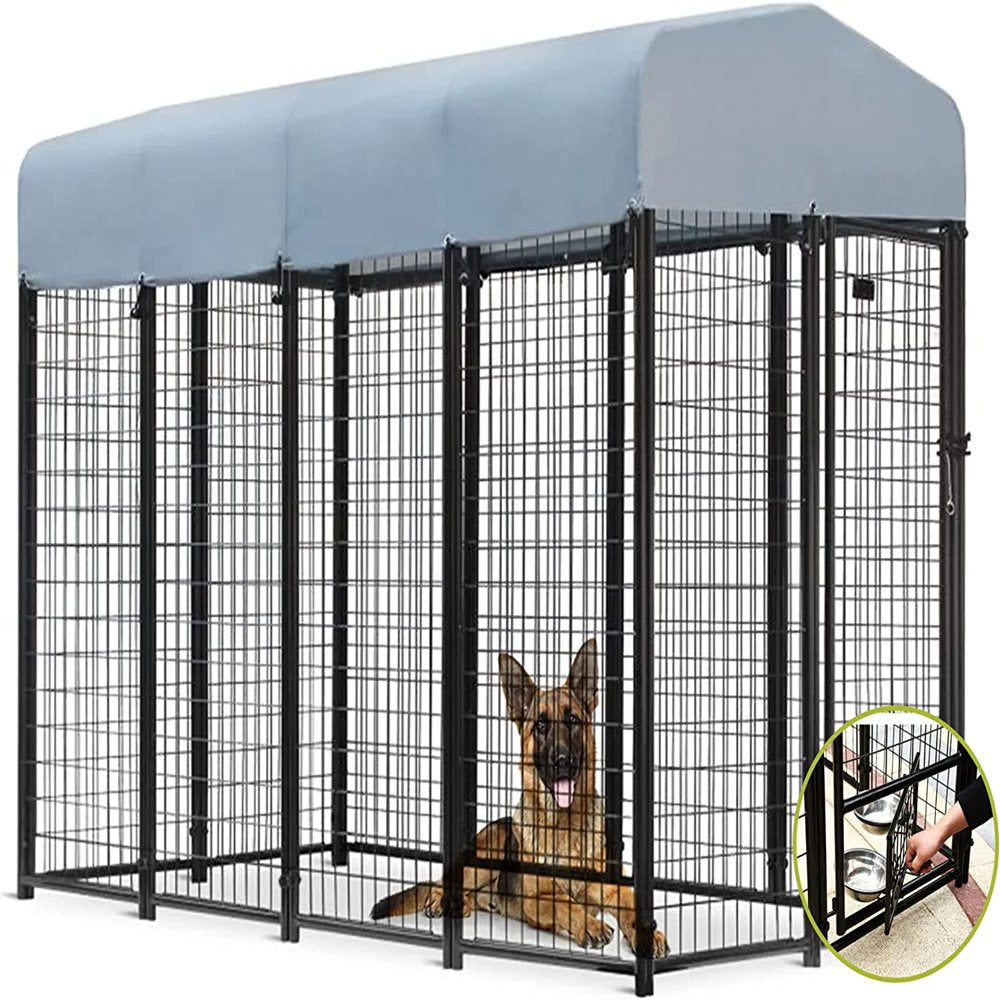 Outdoor Dog Kennel - 8X4X6 outside Dog Kennel for Large Dogs with Roof - Large Dog Run with Chain Link Fence Animals & Pet Supplies > Pet Supplies > Dog Supplies > Dog Kennels & Runs PETOLUTION   