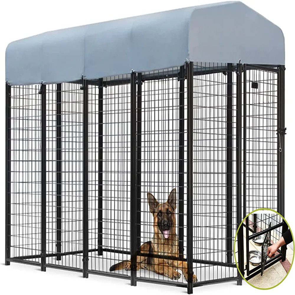 Outdoor Dog Kennel - 8X4X6 outside Dog Kennel for Large Dogs with Roof - Large Dog Run with Chain Link Fence
