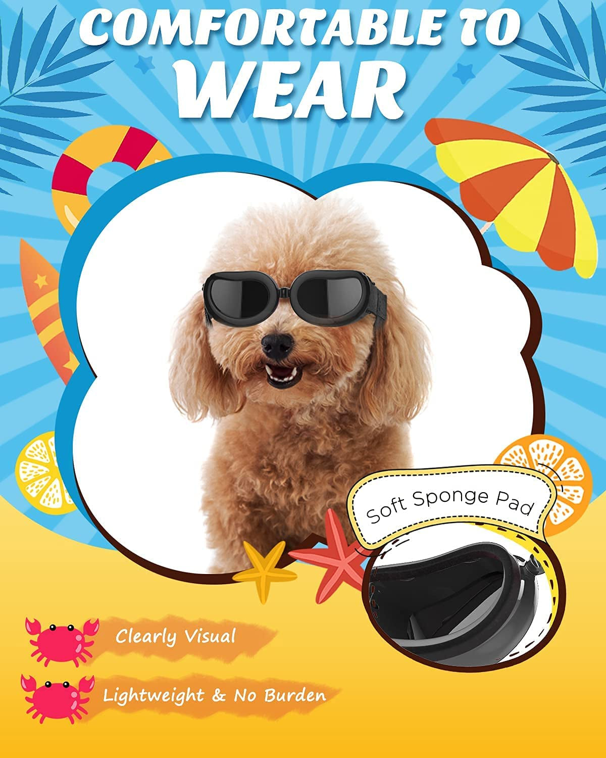 Lewondr Dog Sunglasses Small Breed Dogs Goggles UV Protection,Goggles for Small Dogs Eye Wear Protection with Adjustable Strap Windproof Anti-Fog Sunglasses for Small Dogs Doggy Doggie Glasses,Black Animals & Pet Supplies > Pet Supplies > Dog Supplies > Dog Apparel Lewondr   